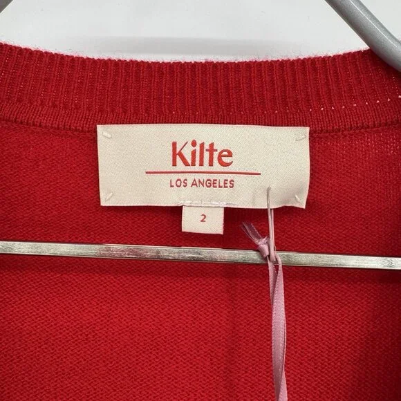 Kilte Collection 100% Washable Cashmere Celine V-Neck Sweater Cherry Red sz 2 M - Picture 5 of 8